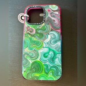 Casetify Green and Pink Swirl Phone Case
